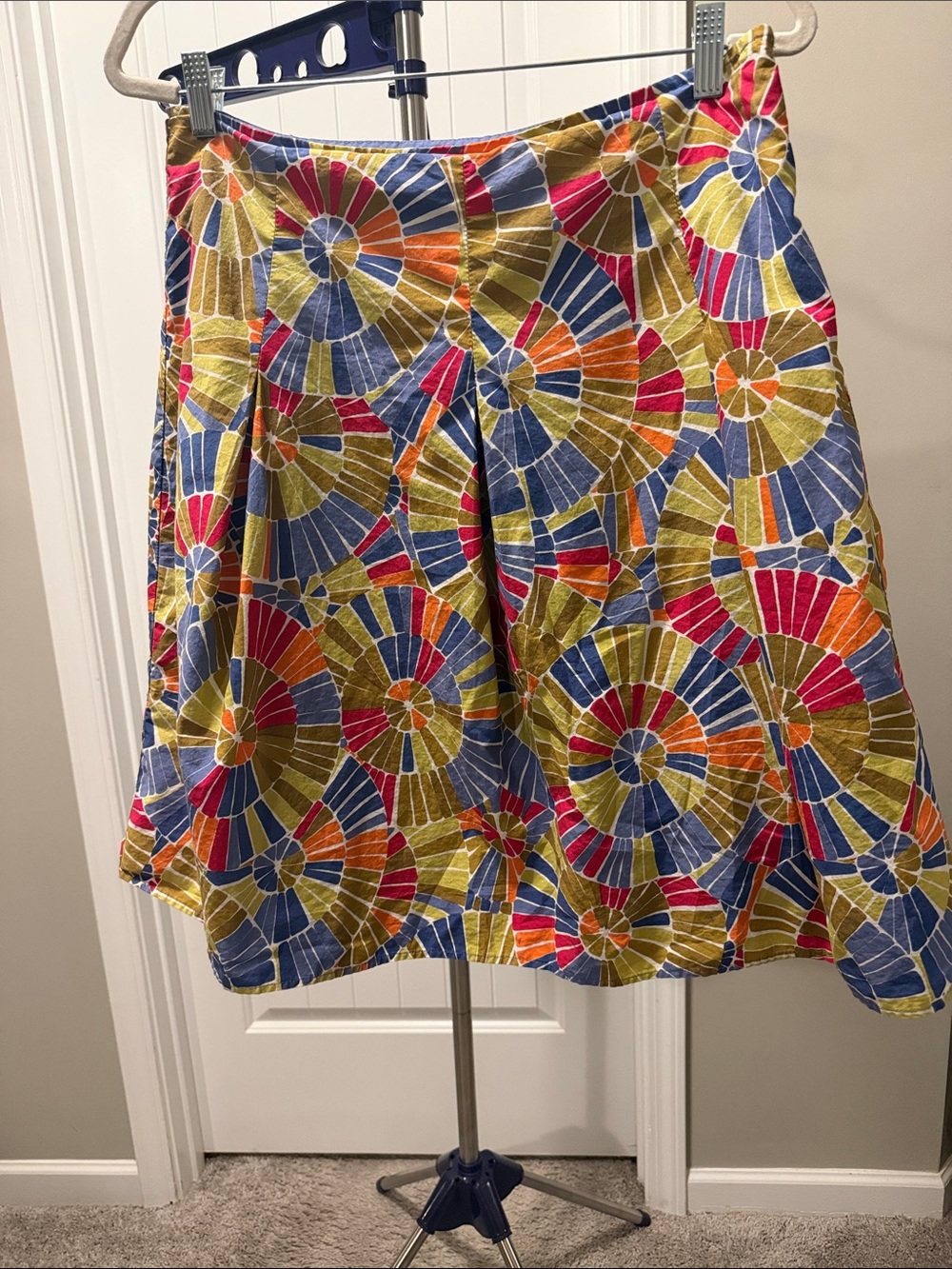 Talbots Multicolor A-Line Skirt with Fan Print